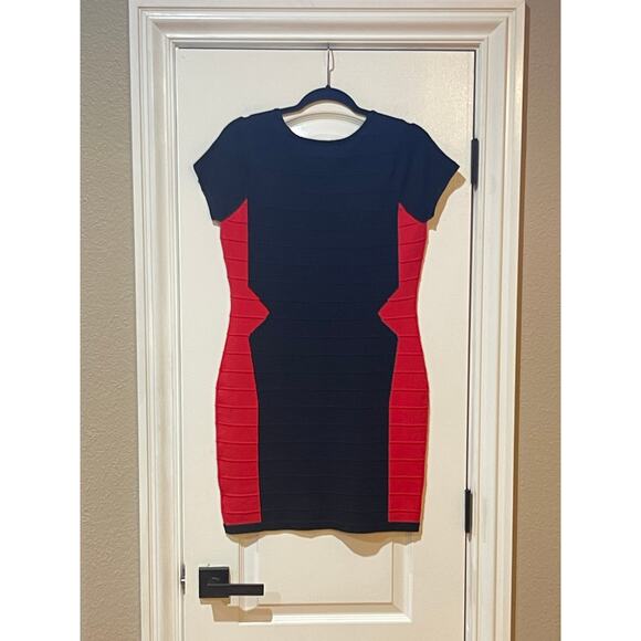 Pink Rose Black Red Knit Dress Size Large - Picture 2 of 6